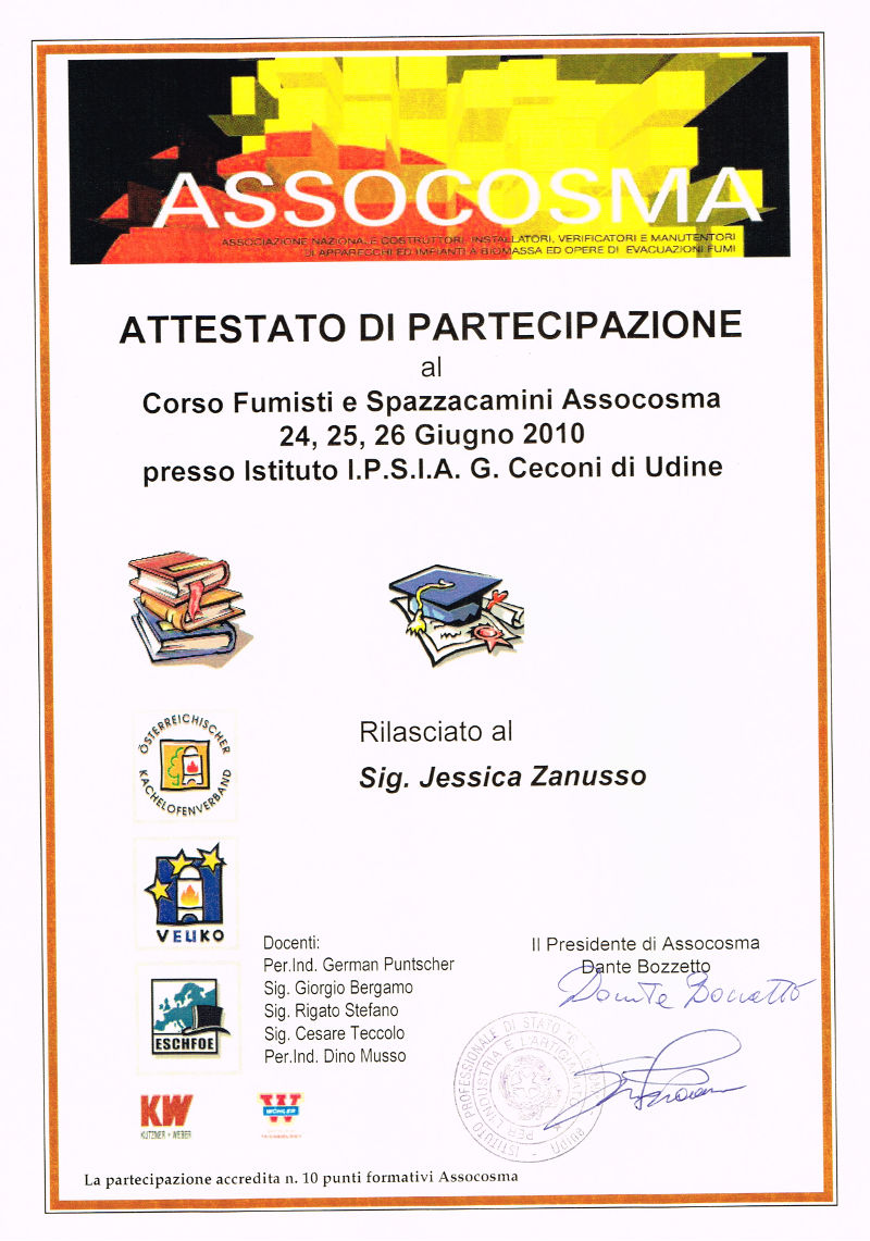 Attestato spazzacamini treviso